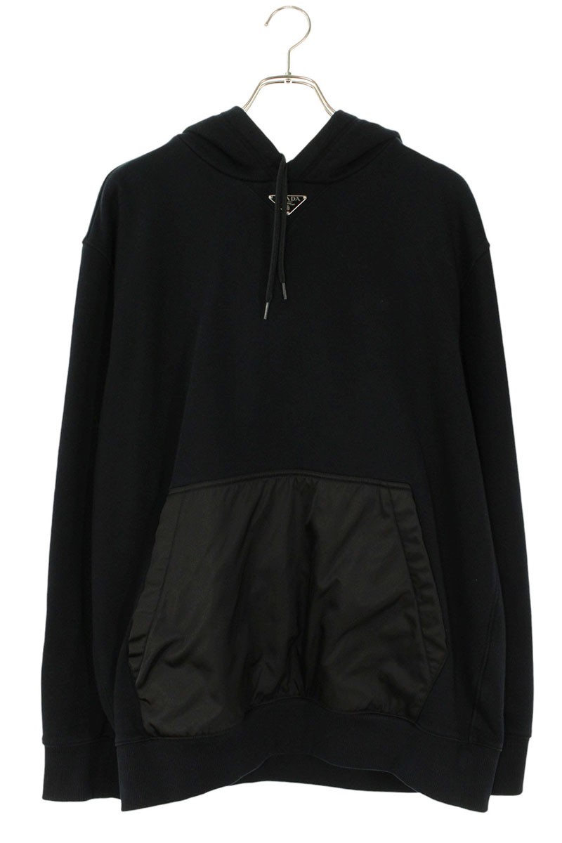 楽天市場】PRADA Logo Applique Half Zip Hoodie UJL62B S000
