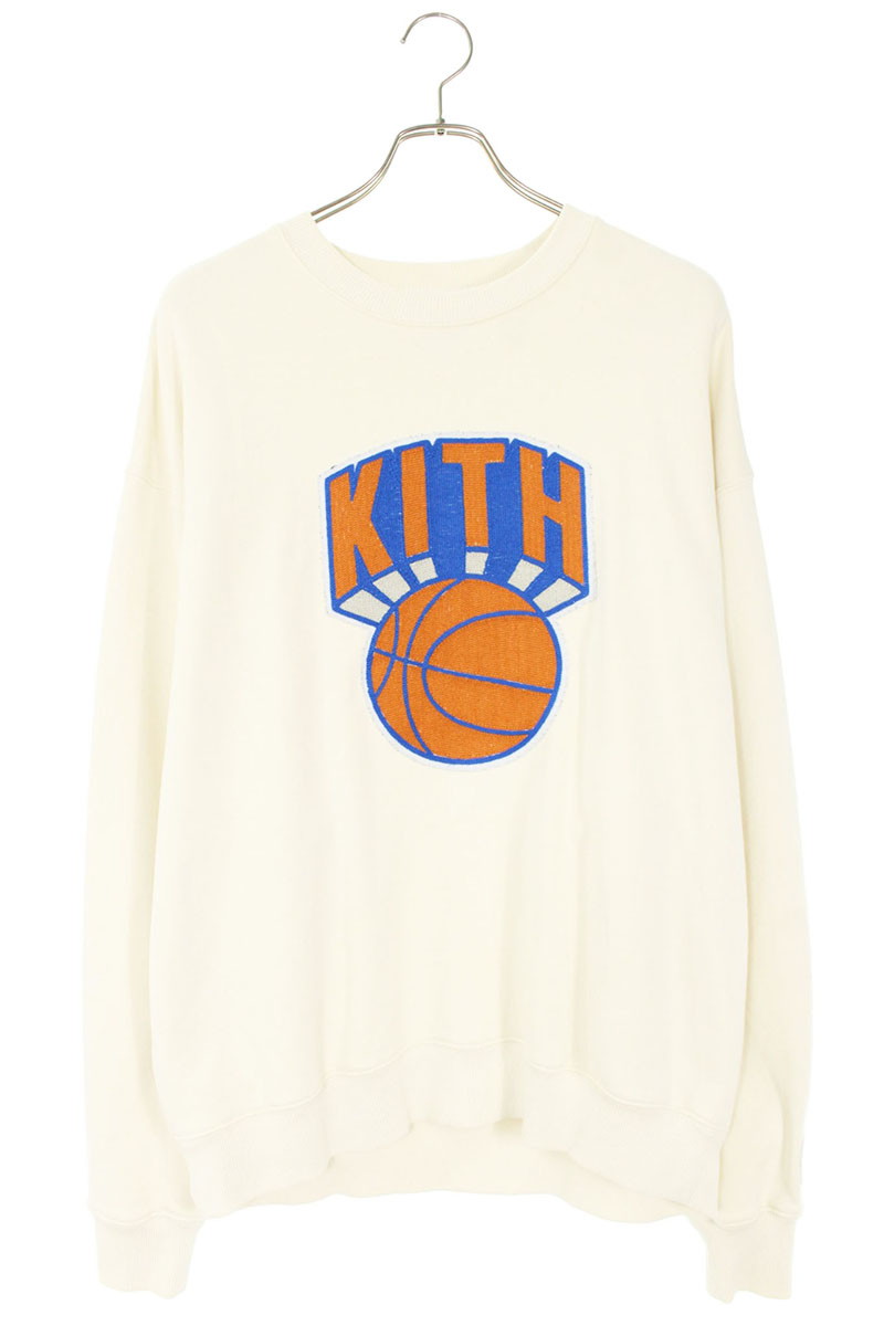キス KITH　 サイズ:M ロゴワッペンクルーネックスウェット(オフホワイト)【900152】【BS99】【メンズ】【中古】bb420#rinkan*B