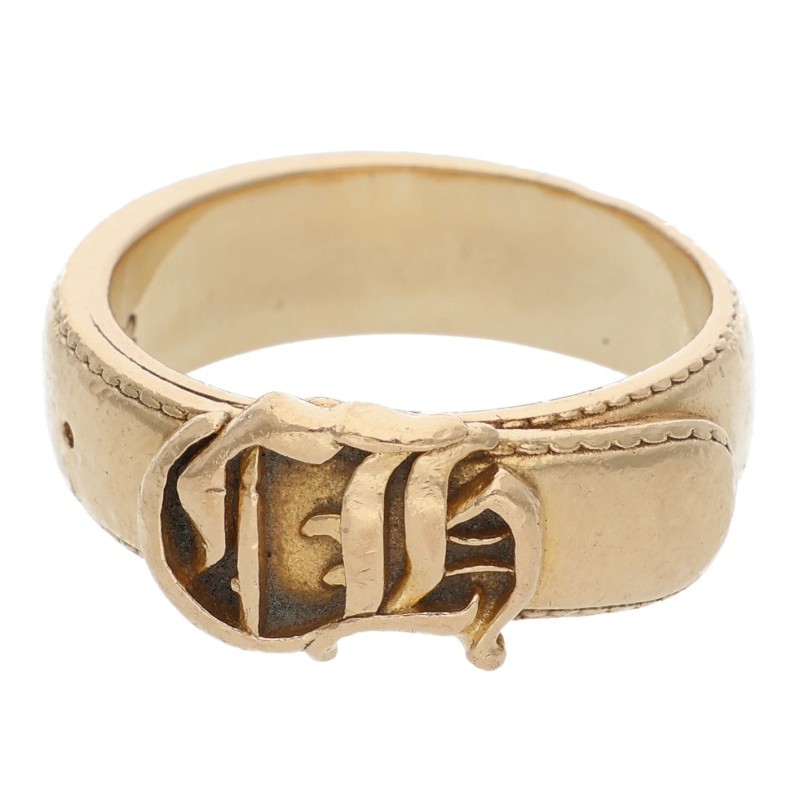 クロムハーツ Chrome Hearts 大きさ:14号 22K BELTED CH SML 呼びりんテッドCHロゴタイプ スモールゴールドリング(黄色ゴールド 12.22g)【600152】【聞き入れる15】【小物】【中古】bb412#rinkan*B
