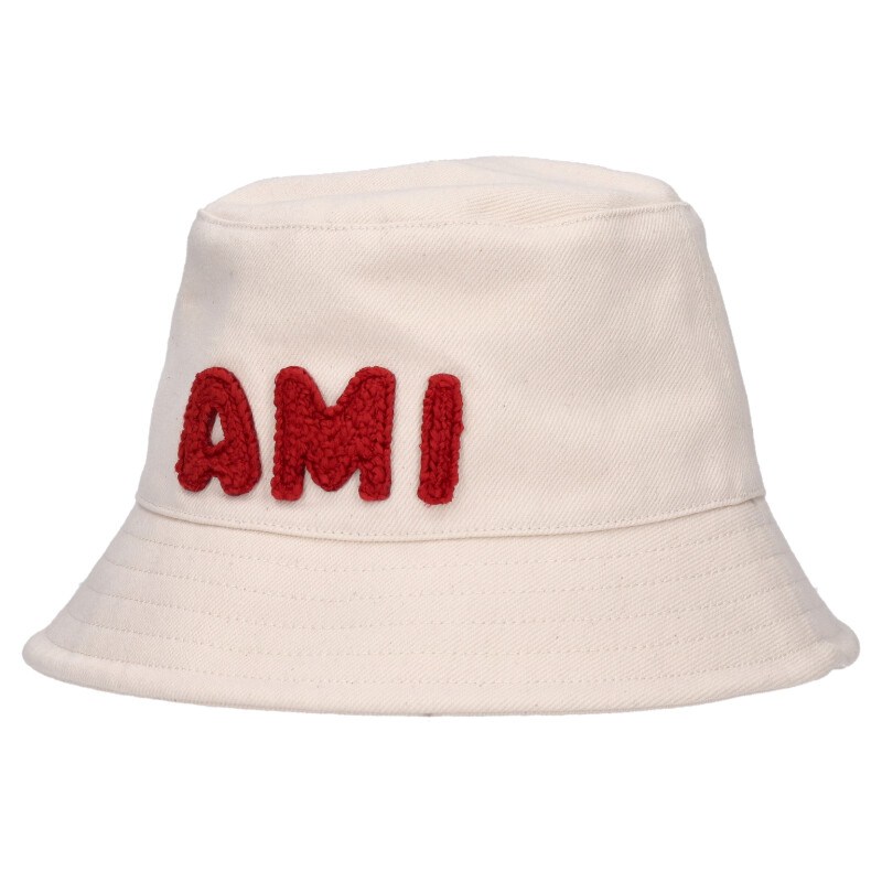 アミアレクサンドルマテュッシ AMI Alexandre Mattiussi　 サイズ:58 UHA262.DE0039 ロゴ刺繍バケットハット(レッド×ホワイト調)【101152】【BS99】【小物】【中古】bb376#rinkan*S