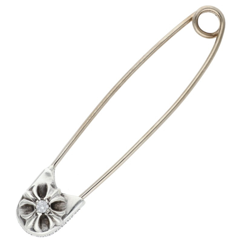 クロムハーツ Chrome Hearts　 SAFETYPIN LG 1DIA ラージセーフティピン 1ダイヤ シルバーネックレストップ(シルバー 4.07g)【110152】【OS06】【小物】【中古】bb76#rinkan*B ｜RINKAN