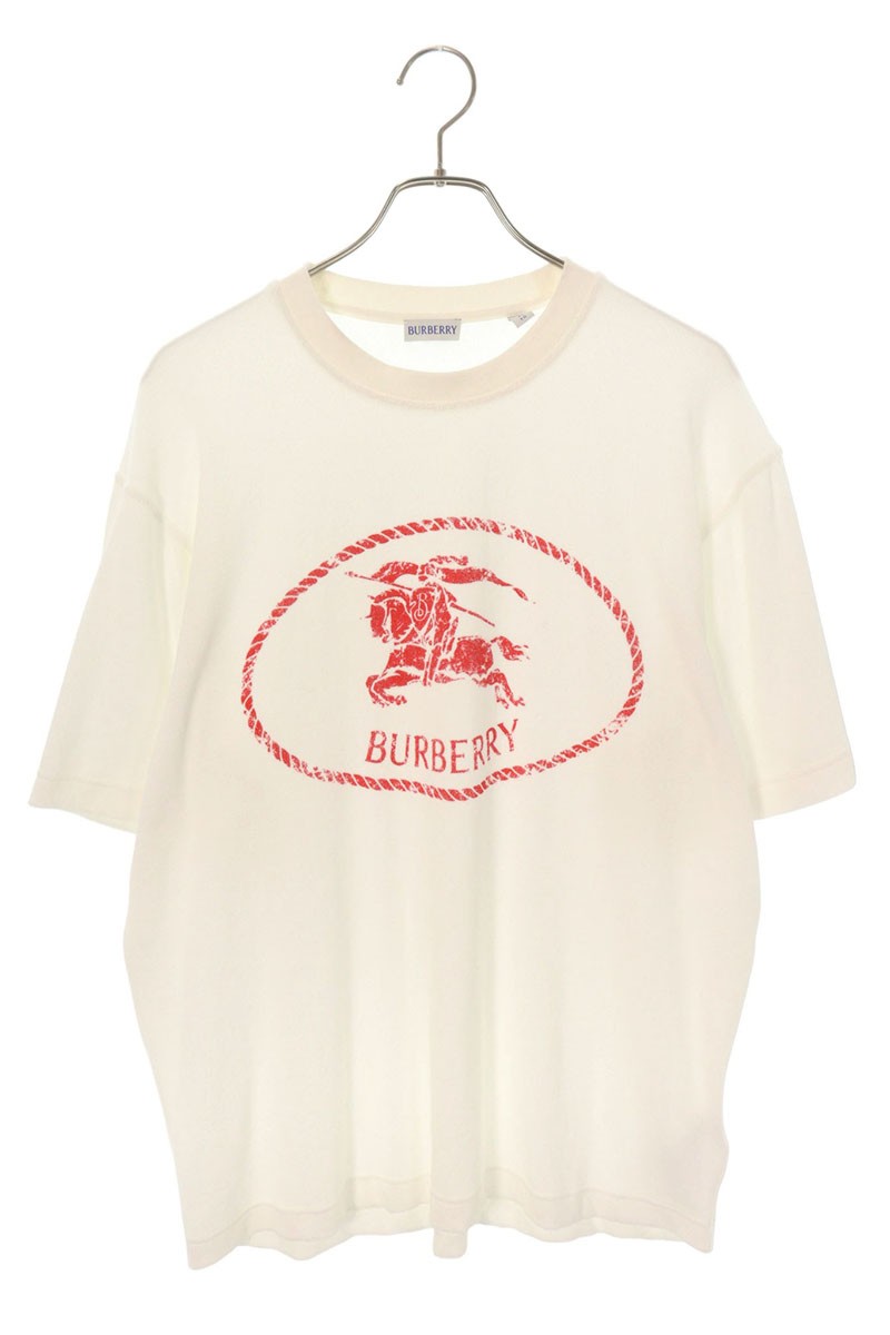 バーバリー Burberry　サイズ:XL 8112367 ナイトスタンプ タオルTシャツ(ホワイト&times;レッド)【923062】【OM10】【メンズ】【中古】bb380#rinkan*B｜RINKAN