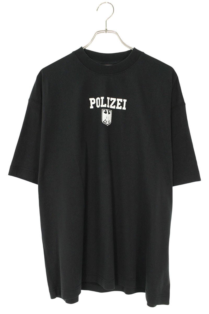 ヴェトモン VETEMENTS サイズ:XS 25AW UH76TR300B PolizeiプリントTシャツ(ブラック)【900152】【SB01】【メンズ】【新古品】bb78#rinkan*N