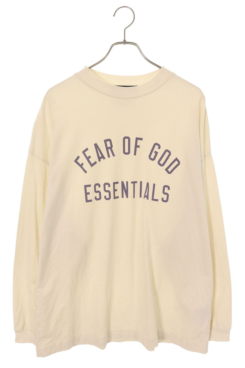フィアオブゴッド FEAR OF GOD　 サイズ:S ESSENCIAL エッセンシャルロゴ長袖カットソー(オフホワイト)【210152】【OM10】【メンズ】【中古】bb17#rinkan*B