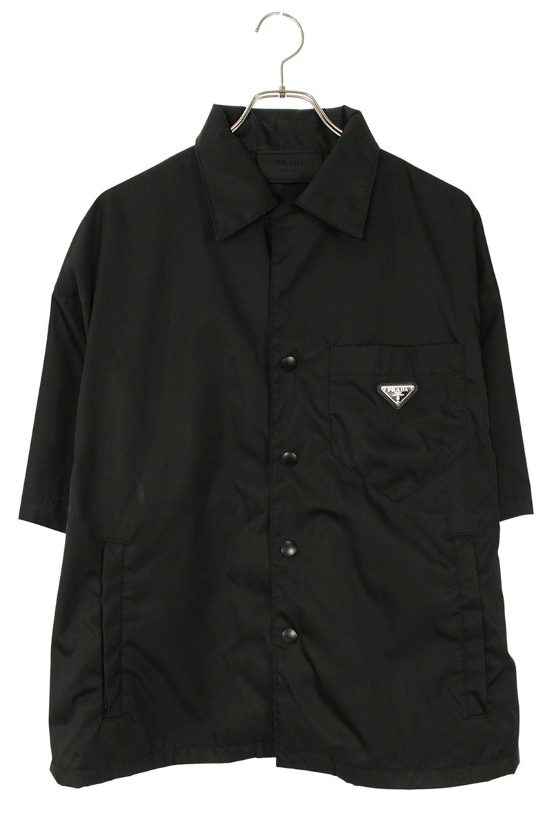 プラダ PRADA 大きさ:M  SC449 S182 1WQ8 Re-Nylon３角形一皿半袖プルオーバー(黒いこと)【215062】【FK04】【メンズ】【中古】bb406#rinkan*B