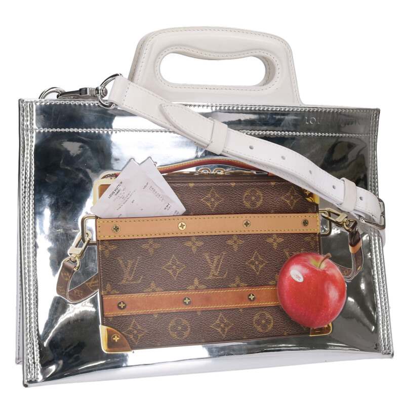 ルイヴィトン LOUISVUITTON   23SS  M23123 冷凍庫・手持ち部分 ソフトトランクトートバッグ(しろがね色×赤銅色)【210152】【BS55】【小物】【中古】bb452#rinkan*B