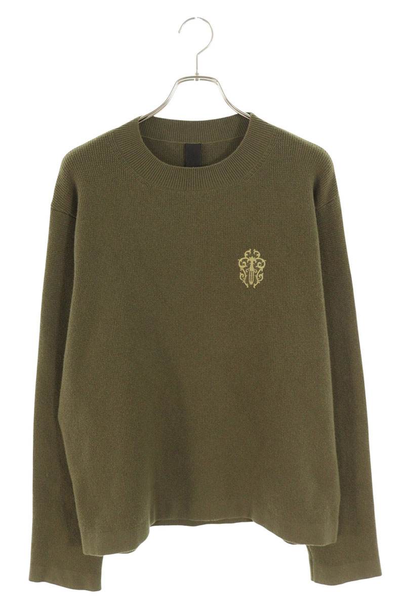 クロムハーツ Chrome Hearts 大きさ:M  REGULATOR ダガー刺しゅうカシミール編み物(カーキ)【310152】【SJ02】【メンズ】【中古】bb415#rinkan*A