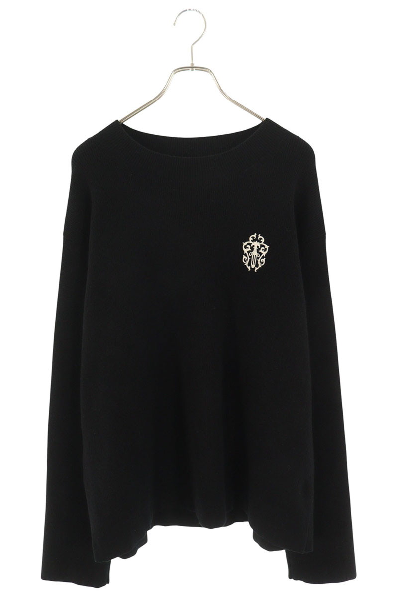 クロムハーツ Chrome Hearts 大きさ:L  REGULATOR ダガー刺しゅうカシミール編み物(黒いこと)【310152】【SJ02】【メンズ】【中古】bb415#rinkan*A
