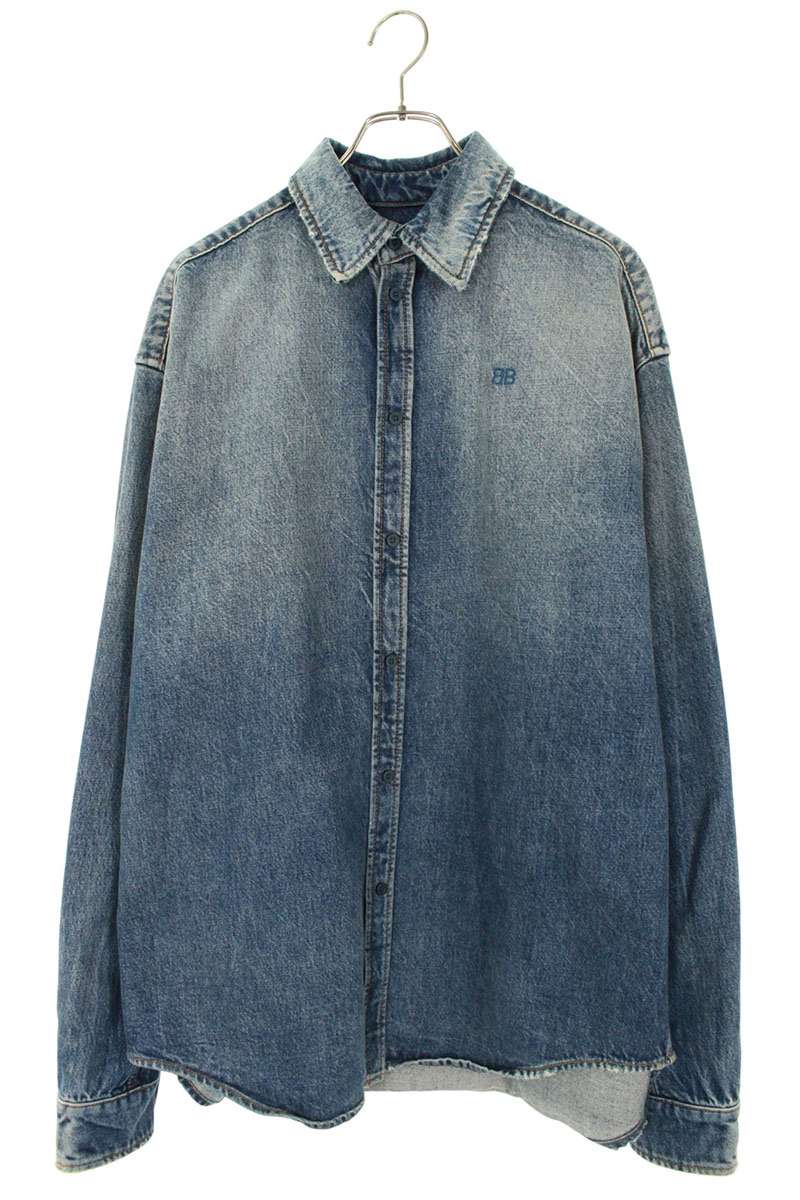 【BALENCIAGA】デニム長袖シャツ ブルー37 BALENCIAGA】デニム長袖シャツ ブルー37 BALENCIAGA】デニム