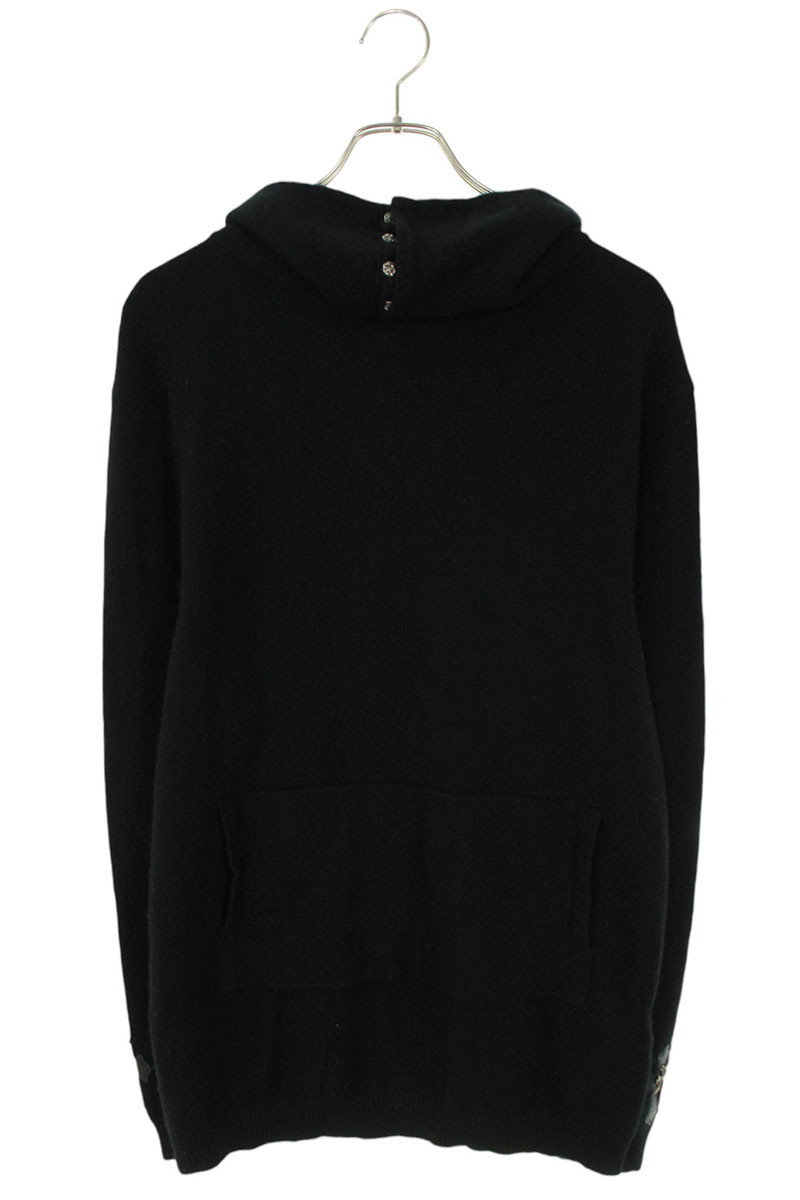 クロムハーツ Chrome Hearts　 サイズ:M クロスパッチCHクロス付きカシミアタートルニット(ブラック×シルバー)【510152】【NO05】【メンズ】【中古】bb209#rinkan*B
