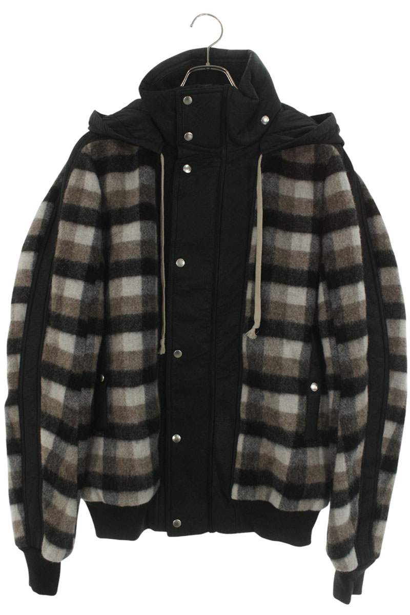 リックオウエンス Rick Owens　 サイズ:50 19AW RU19F4767-WFPLBA チェック柄フーデットブルゾン(ブラウン×ブラック)【610152】【SB01】【メンズ】【中古】bb380#rinkan*B