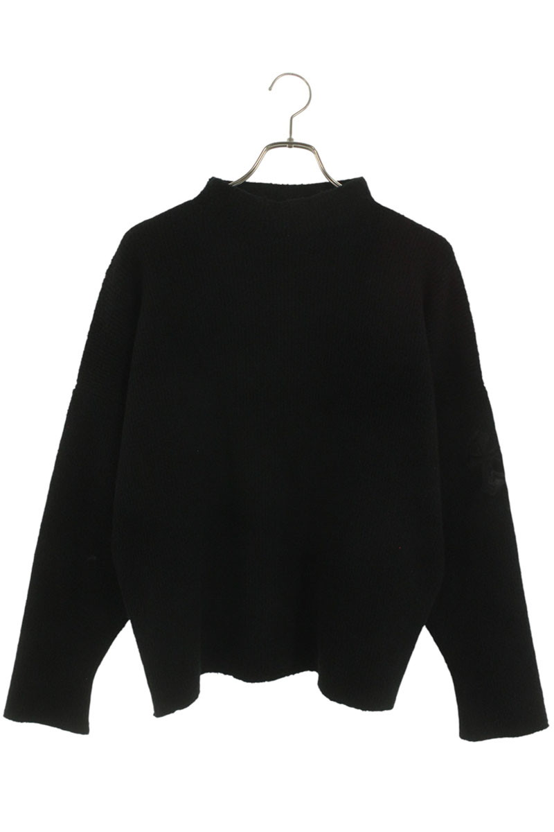 クロムハーツ Chrome Hearts 大いさ:XSM/SML  TAKE THE CANNOLI ハラコクロスパッチハイネックニット(黒いこと×しろがね色)【610152】【SJ02】【メンズ】【中古】bb17#rinkan*A