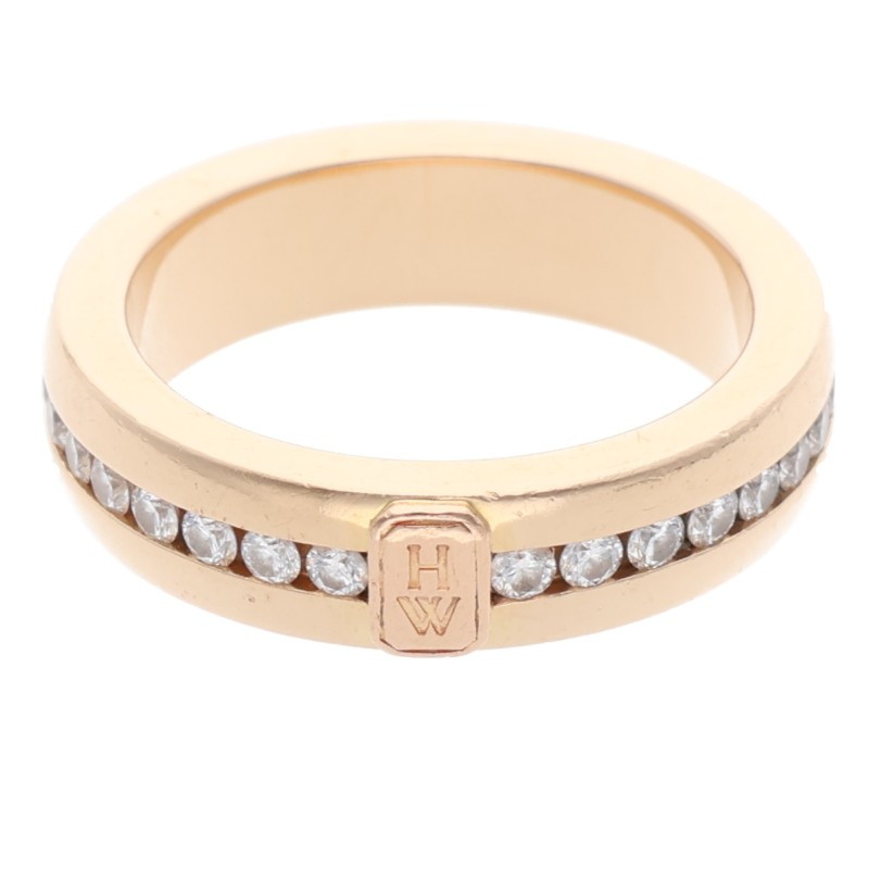 ハリーウィンストン HARRY WINSTON　サイズ:7.5号 WBDYRDLGHWL HWロゴ ダイヤゴールドリング(イエローゴールド&times;クリア 7.17g)【120152】【SS13】【小物】【中古】bb339#rinkan*B｜RINKAN