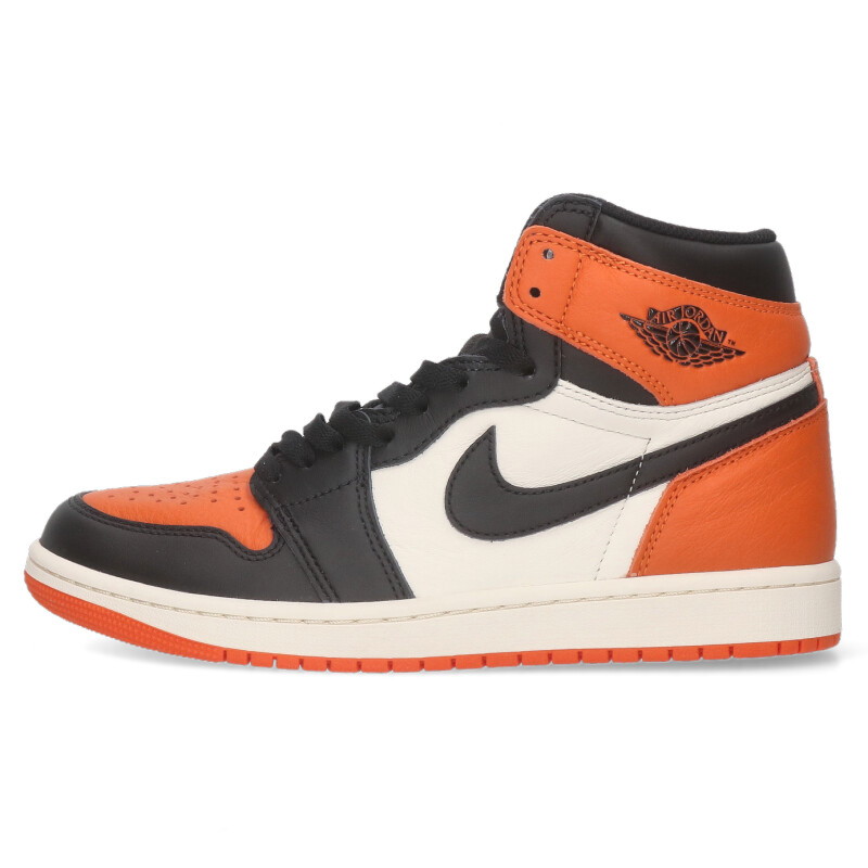 ナイキ NIKE　 サイズ:25cm AIR JORDAN 1 RETRO HIGH OG SHATTERED BACKBOARD DZ5485-008 エアジョーダン1レトロハイシャッタードバックボードスニーカー(オレンジ×ブラック×ホワイト)【120152】【BS99】【メンズ】【小物】【中古】bb30#rinkan*S
