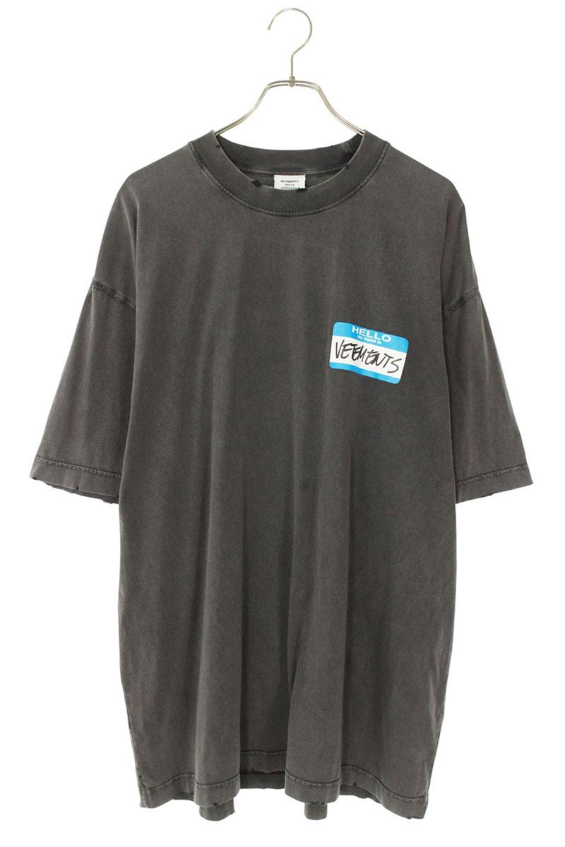 ヴェトモン VETEMENTS　 サイズ:XS UE63TR640B ロゴプリントTシャツ(グレー)【914062】【SB01】【メンズ】【中古】bb334#rinkan*B