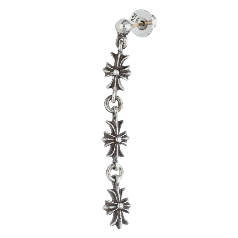 クロムハーツ Chrome Hearts   TINY E CH PLS 3 タイニーECHつけ加える3落っこちる しろがね色ピアス(しろがね色 2.58g)【020152】【GZ11】【小物】【中古】bb334#rinkan*B