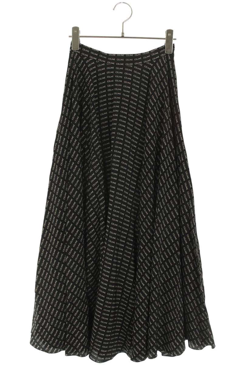 セリーヌ CELINE　 サイズ:34 2J345843O ロゴ総柄ロングスカート(ブラック)【101152】【BS99】【レディース】【中古】bb132#rinkan*B