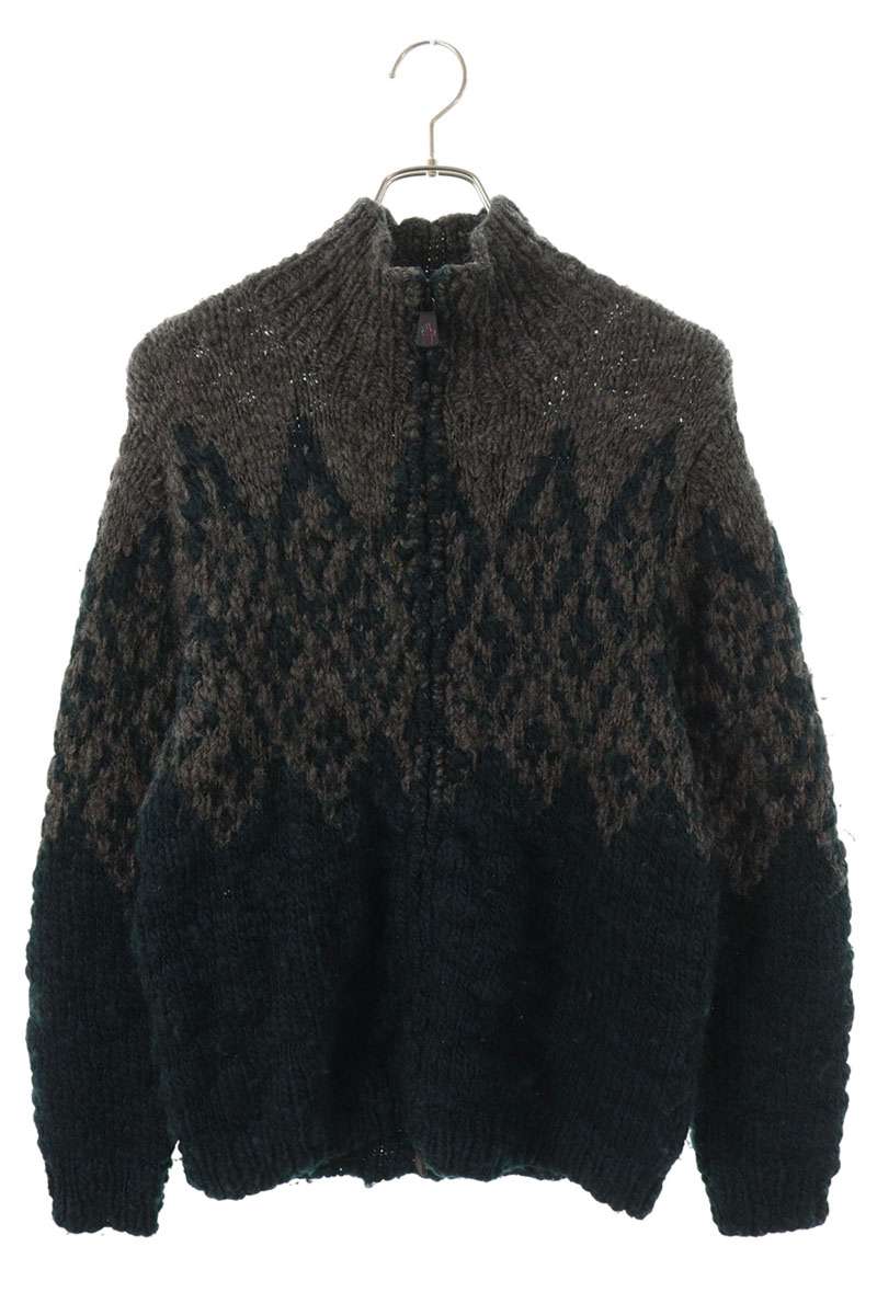 モンクレール MONCLER　 サイズ:L ジップアップウールニット(グリーン調)【420152】【BS55】【メンズ】【中古】bb457#rinkan*B