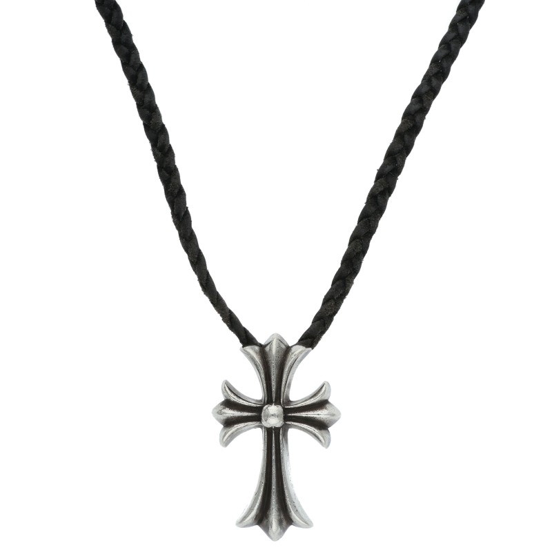 クロムハーツ Chrome Hearts　 CH CRS SML BC スモールCHクロスボロチップ Wボロチップ シルバーネックレス(シルバー&times;ブラック 総重量38.96g)【720152】【OK15】【小物】【中古】bb297#rinkan*B ｜RINKAN