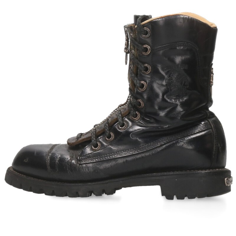 クロムハーツ Chrome Hearts　×チペワ Chippewa サイズ:40 FIREMAN ファイヤーマン センターダガージップレースアップレザーブーツ(ブラック×シルバー)【420152】【SJ02】【メンズ】【小物】【中古】bb17#rinkan*B画像