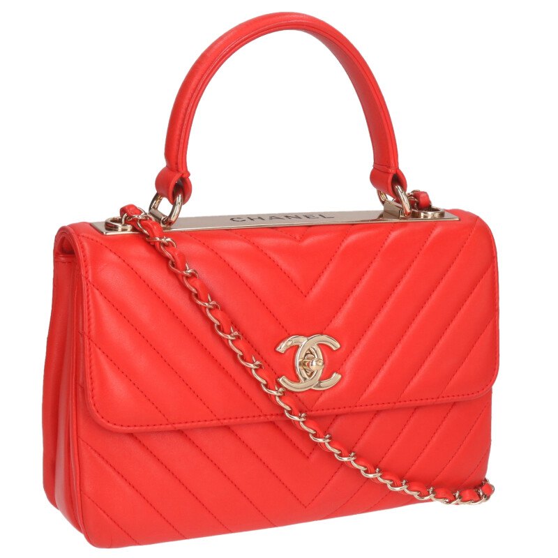 シャネル CHANEL   トレンディCC とっ始め手持ち部分 シェブロン ラムスキンチェーンショルダーバッグ(赤いこと×ゴールド)【423062】【GZ14】【小物】【中古】bb30#rinkan*B バッグ-レディースバッグ-バッグ・小物・ブランド雑貨