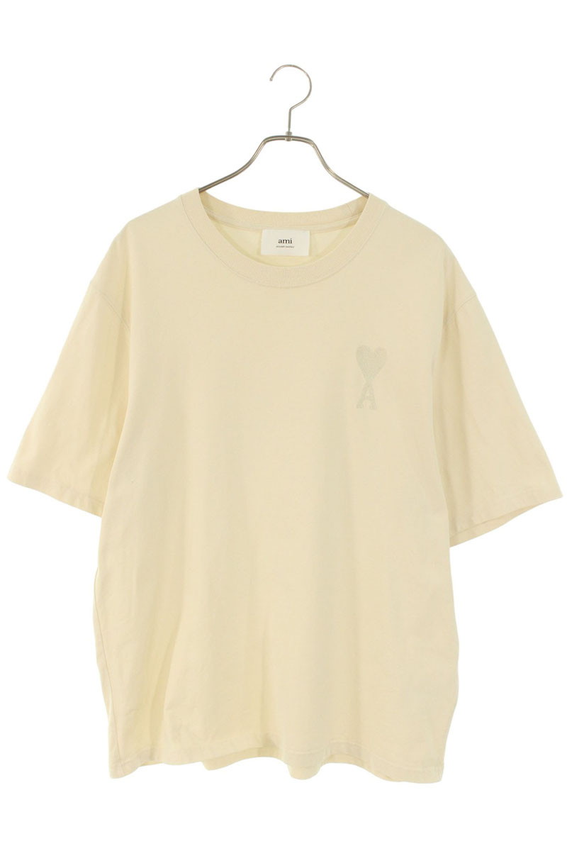 アミアレクサンドルマテュッシ AMI Alexandre Mattiussi　 サイズ:L UTS002.726 ハートAロゴ刺繍Tシャツ(ベージュ)【101152】【BS99】【メンズ】【中古】bb334#rinkan*B