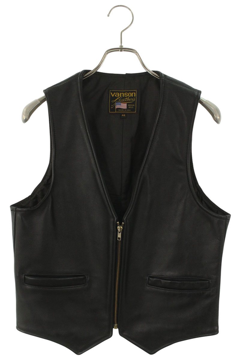 楽天市場】【中古】VANSON メンズベスト ジレ 36 USA製レザーベスト