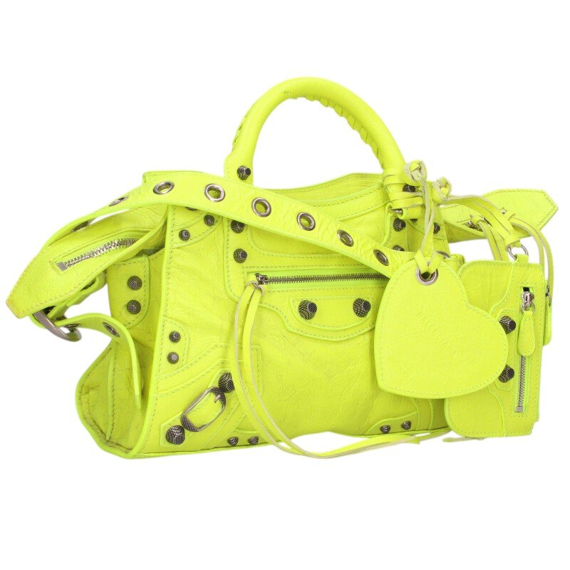 バレンシアガ BALENCIAGA 大きさ:XS  700940 ネオカゴールXS 2wayなめし革ハンドバック(黄色)【920152】【SB01】【小物】【中古】bb51#rinkan*B