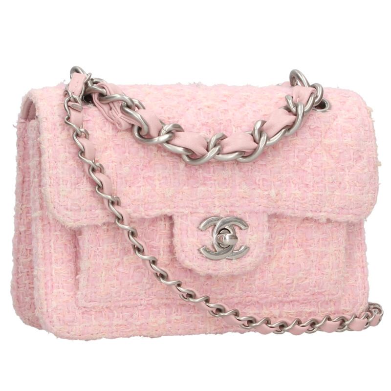 シャネル CHANEL   ミニマトラッセ ツイードココマークチェーンショルダーバッグ(さくら色)【211152】【SB01】【小物】【中古】bb132#rinkan*B