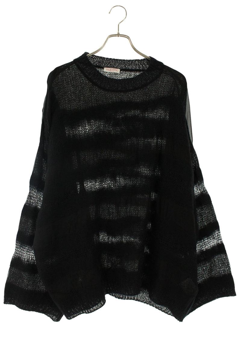 ヴァレンティノ VALENTINO 大きさ:S  XV0KC20F8F6 ボーダーモヘヤニット(黒いこと)【106062】【BS99】【メンズ】【中古】bb455#rinkan*B
