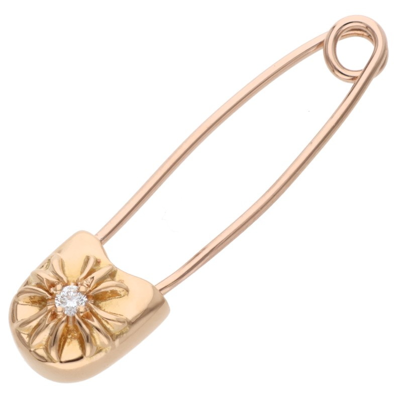 クロムハーツ Chrome Hearts 22K SAFETY PIN S 1DIA 22Kスモールセーフティピン 1ダイヤ ゴールドネックレストップ(イエローゴールド×クリア 3.27g)【512152】【SJ02】【小物】【中古】bb431#rinkan*A