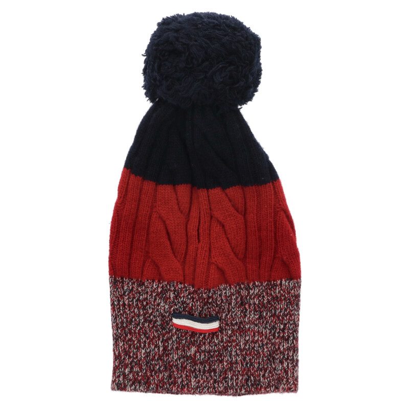 モンクレールガムブルー MONCLER GAMME BLEU　 ローゲージ切替ニット帽(ネイビー×レッド)【211152】【BS99】【小物】【中古】bb429#rinkan*B