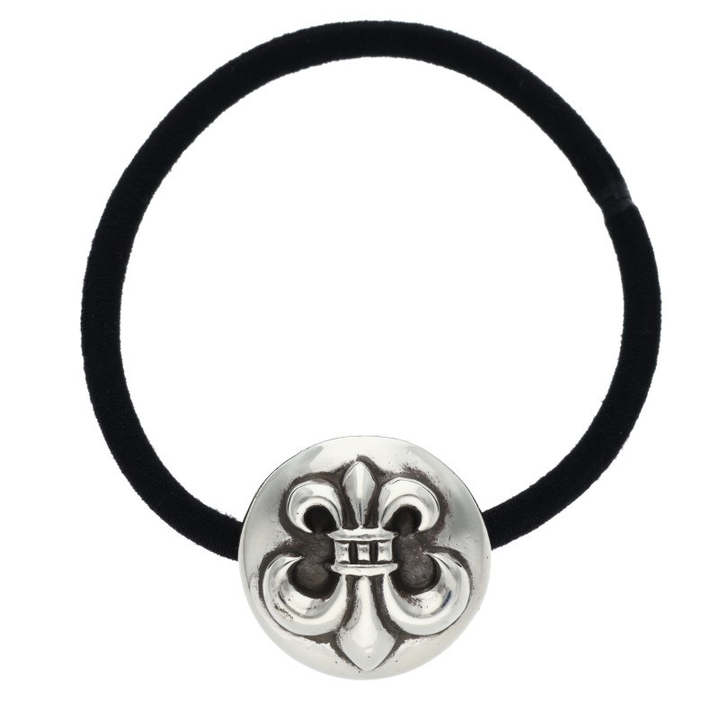 クロムハーツ Chrome Hearts   HAIRBAND BSフレアボタンヘアゴム シルバーコンチョ(黒いこと×しろがね色 総掛け目20.08g)【201152】【SS07】【小物】【中古】bb377#rinkan*B
