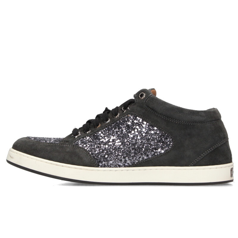 ジミーチュウ JIMMYCHOO　 サイズ:37.5 グリッタースエードスニーカー(ブラック)【601152】【BS99】【レディース】【小物】【中古】bb51#rinkan*B