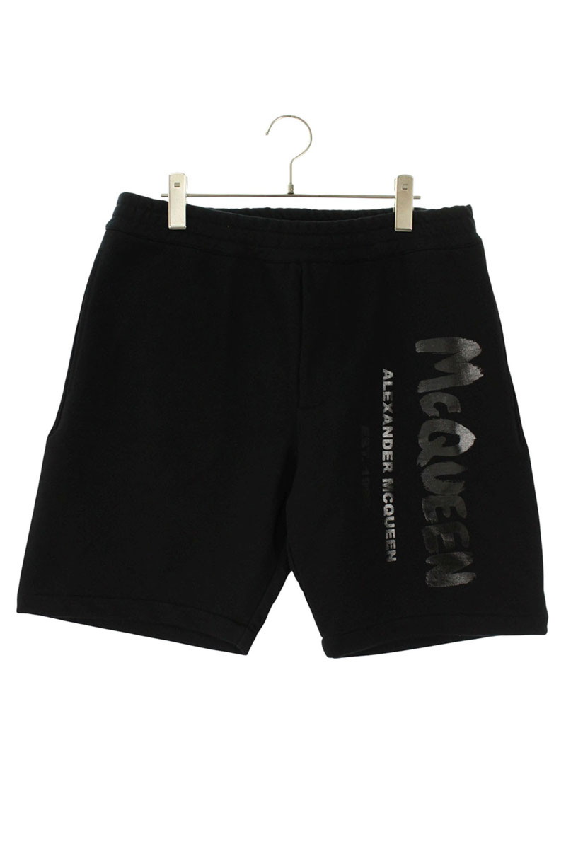 アレキサンダーマックイーン Alexander McQUEEN 大きさ:L  688717 ロゴプリントスウェットハーフパンツ(米国海軍)【501152】【BS99】【メンズ】【中古】bb334#rinkan*A
