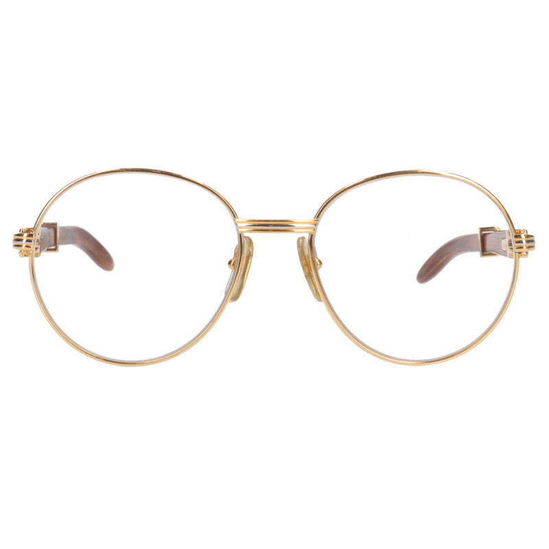 カルティエ Cartier　 サイズ:55□18 トリニティ ウッドテンプル眼鏡((フレーム)ブラウン×ゴールド)【401152】【SB01】【小物】【中古】bb356#rinkan*B