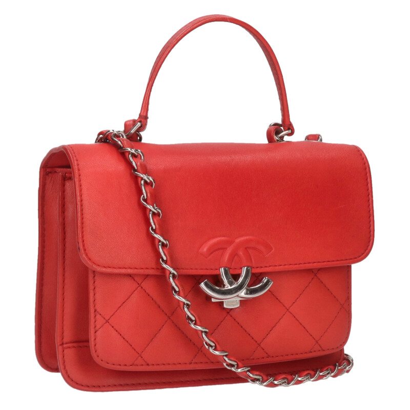 シャネル CHANEL   ハーフココ チェーンウォレットショルダーバッグ(赤いこと×しろがね色)【701152】【GZ14】【小物】【中古】bb62#rinkan*B