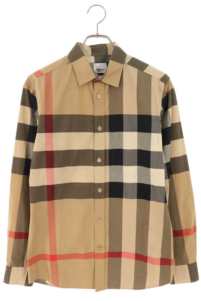 バーバリー Burberry　 サイズ:XS 8010213 ノバチェック長袖シャツ(ブラウン調)【901152】【BS99】【メンズ】【中古】bb127#rinkan*C 16,401円