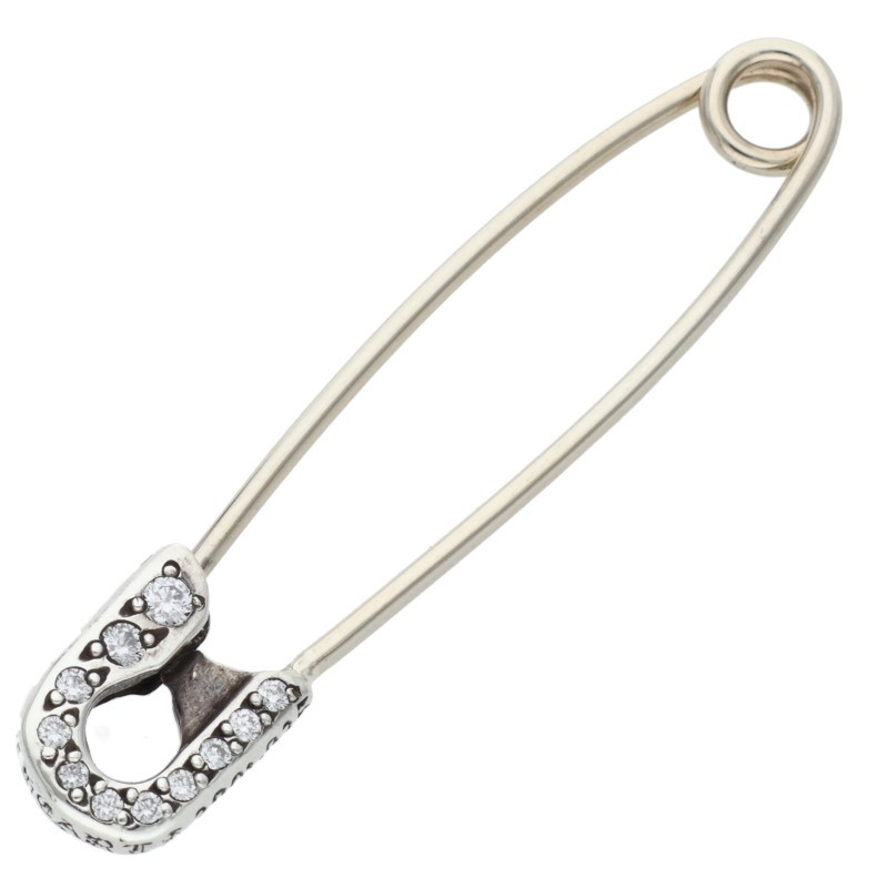 クロムハーツ Chrome Hearts SAFETY PIN S P DMND PAVEダイヤ シルバーネックレストップ(シルバー×クリア 1.12g)【011152】【SJ02】【小物】【中古】bb415#rinkan*B |RINKAN