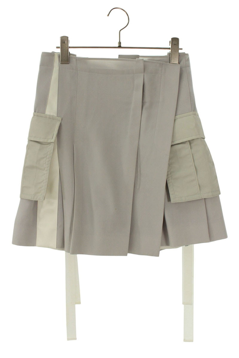 サカイ Sacai　 サイズ:0 22-05956 ドッキングプリーツミニスカート(グレー)【211152】【BS99】【レディース】【中古】bb429#rinkan*B