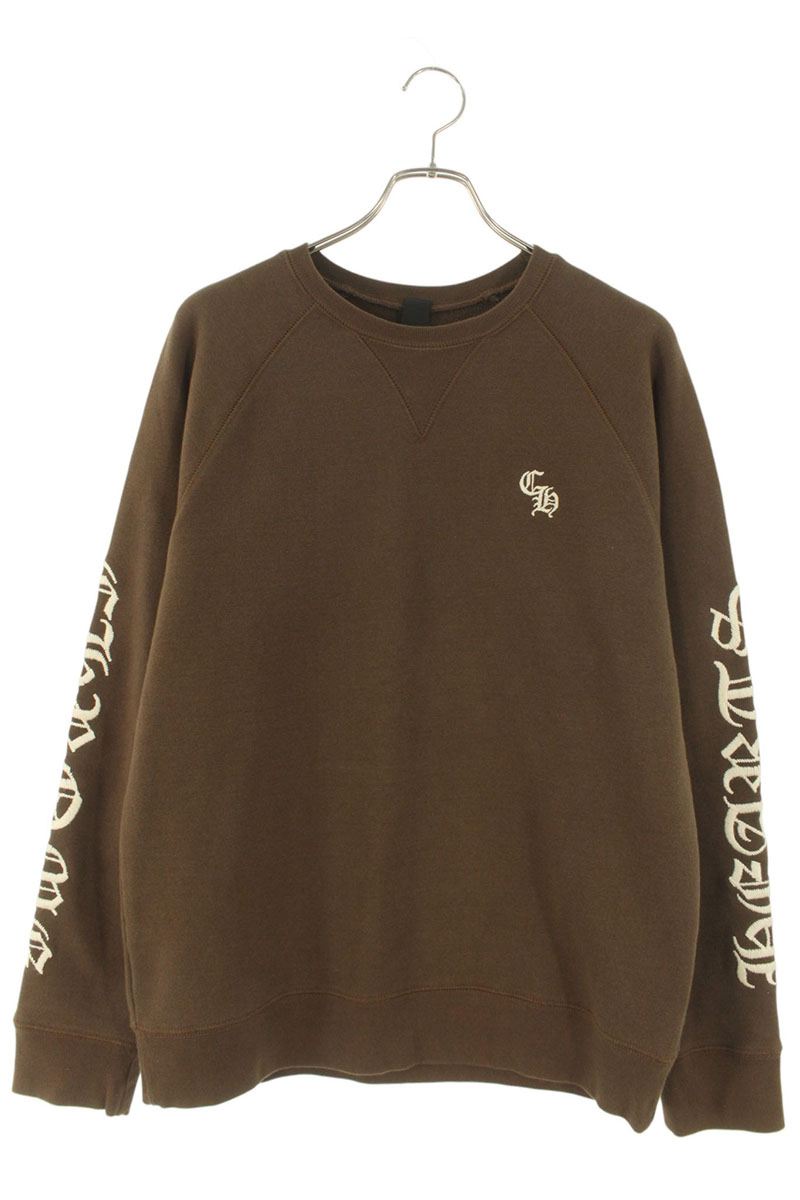 クロムハーツ Chrome Hearts　 サイズ:L Y NOT SLO RIDE CHロゴ刺繍クルーネックスウェット(ブラウン×シルバー)【011152】【OK15】【メンズ】【中古】bb380#rinkan*B
