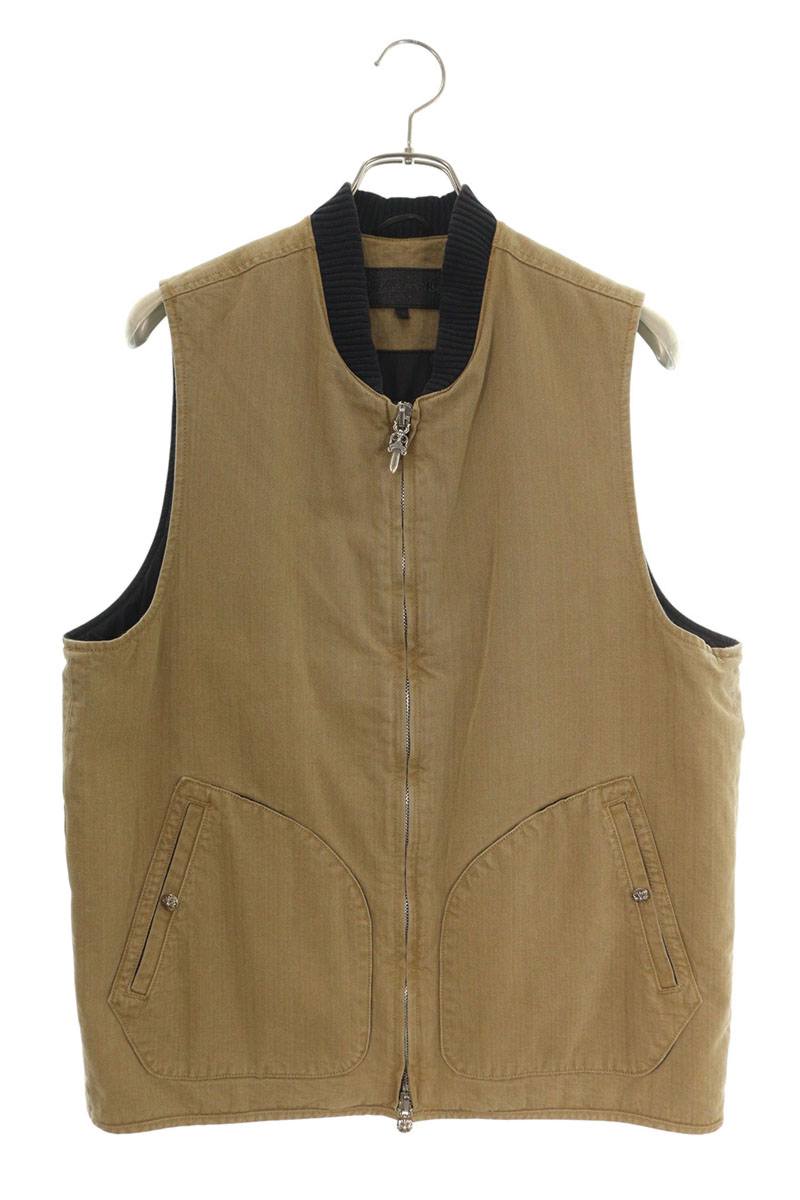 楽天市場】CHROME HEARTS Back Cross Patch Cashmere Hooded Zip Vest