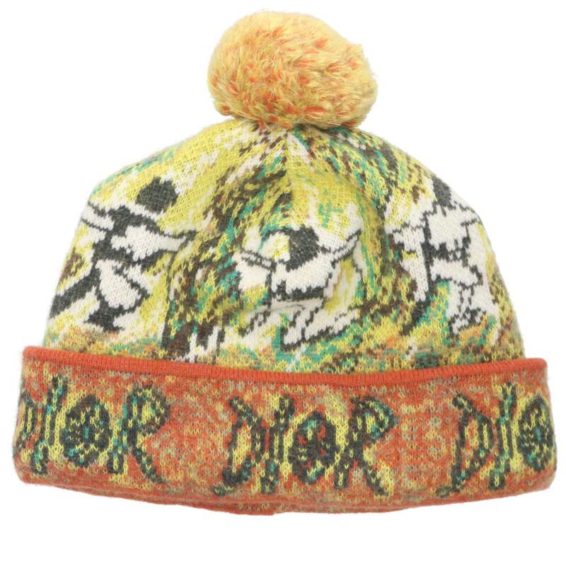クリスチャンディオール DIOR 大きさ:L  413MB06AT744 ポンポン付き添い人カシミール モヘアニットキャップ(マルチ色つや)【102152】【BS99】【小物】【中古】bb30#rinkan*A
