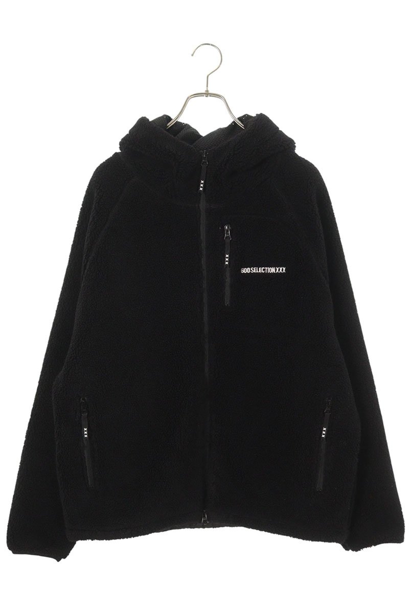 ゴッドセレクショントリプルエックス GOD SELECTION XXX　 サイズ:M ロゴ刺繍ボアブルゾン(ブラック)【102152】【BS99】【メンズ】【中古】bb18#rinkan*B