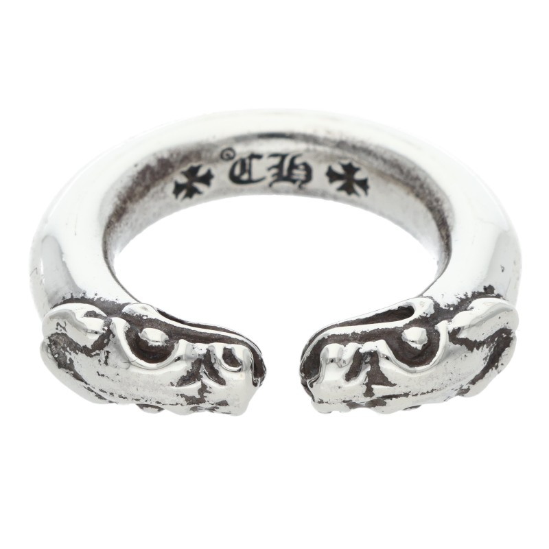 クロムハーツ Chrome Hearts　 サイズ:9号 DOUBLE DOG RING ダブルドッグ シルバーリング(シルバー 9.55g)【121152】【OS06】【小物】【中古】bb359#rinkan*B