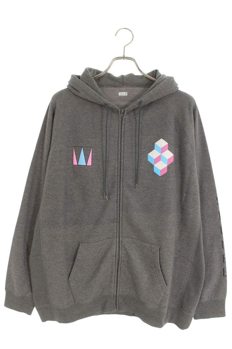シークエル SEQUEL　 サイズ:XL 24SS WE-24SS-HD-02 WEEKENDロゴプリントジップパーカー(グレー)【811152】【BS99】【メンズ】【中古】bb18#rinkan*S