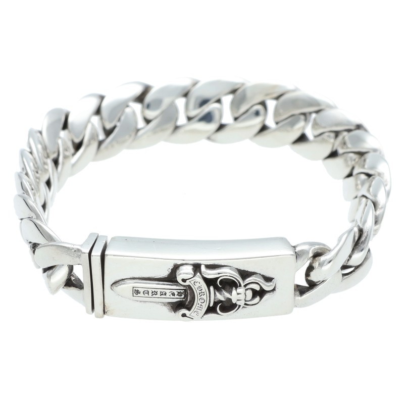 クロムハーツ Chrome Hearts 大いさ:18LINK  ID BBY DGGR もの言う花IDダガー しろがね色腕輪(しろがね色 45.33g)【321152】【os06】【小物】【中古】bb297#rinkan*B
