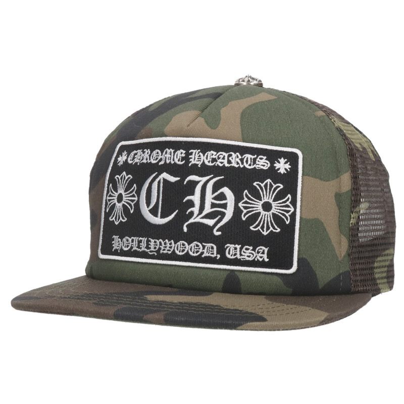 クロムハーツ Chrome Hearts　 サイズ:ONE SIZE TRUCKER CAP CHロゴカモメッシュ帽子(グリーン調×シルバー)【711152】【SJ02】【小物】【中古】bb339#rinkan*S