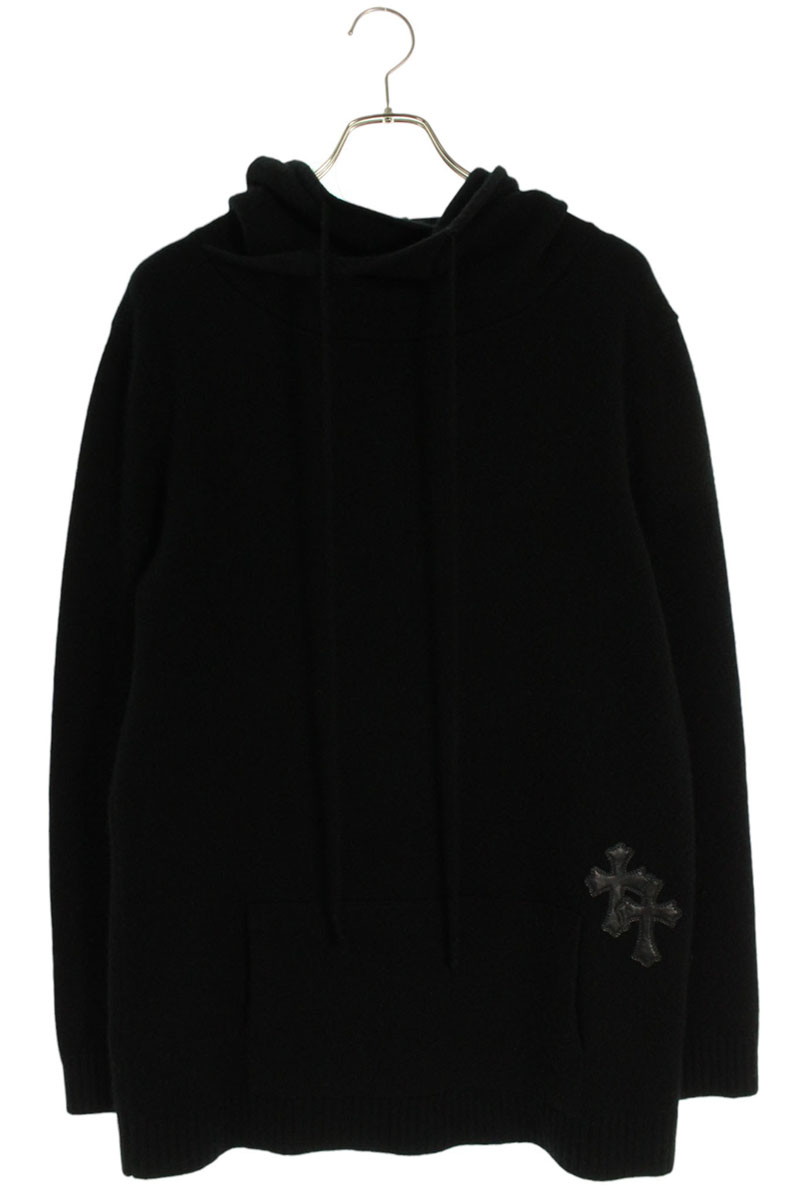 クロムハーツ Chrome Hearts　 サイズ:L Y NOT クロスパッチカシミヤプルオーバーニットパーカー(ブラック)【021152】【SS07】【メンズ】【中古】bb360#rinkan*B 259,875円