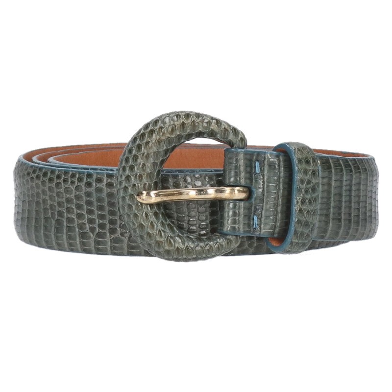 ラルフローレン Ralph Lauren 大きさ:M  408115949 リザードスキンナローベルト(緑であること調)【402152】【BS99】【小物】【中古】bb87#rinkan*B